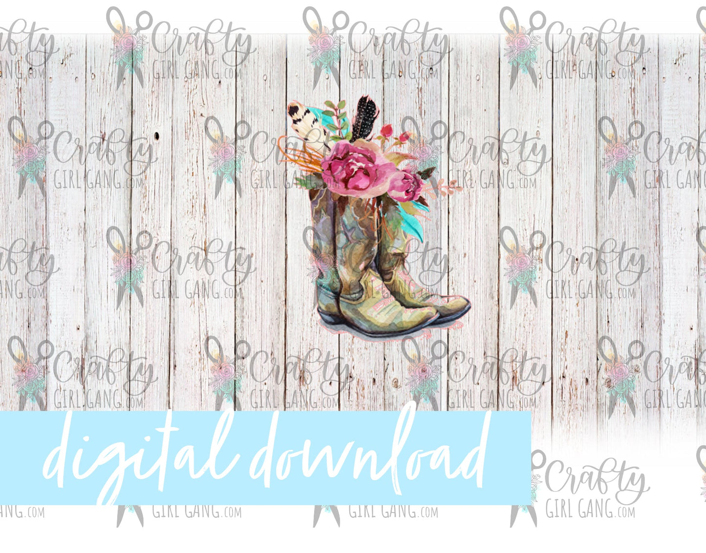 Boho Boots and Woodgrain - Digital Download