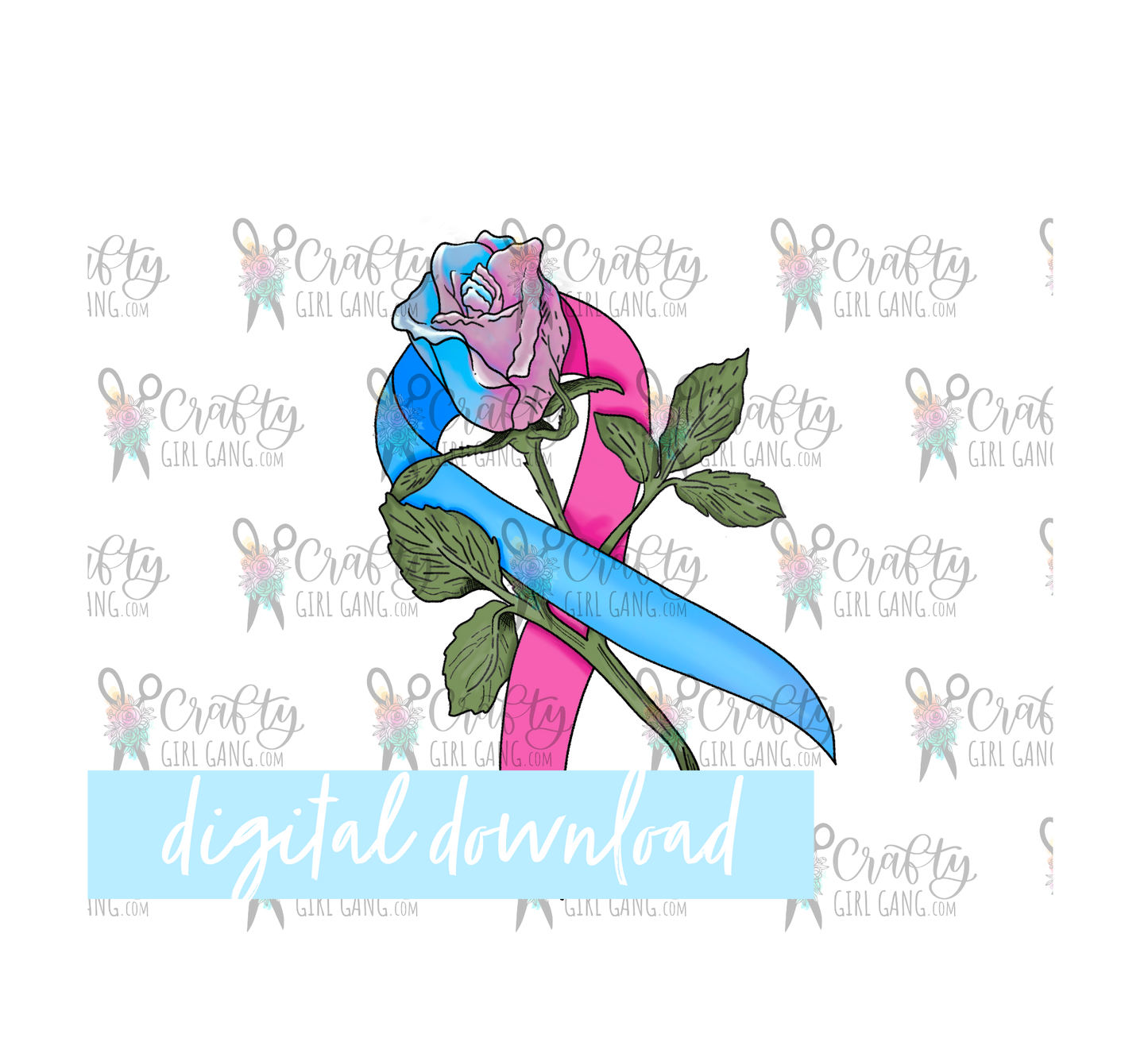 Rose with Awareness Ribbon - Digital download